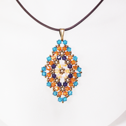 Pendant 45cm - Talia Rhombus M-Chocolate Leather - Pendant 45cm - Laiton bronze